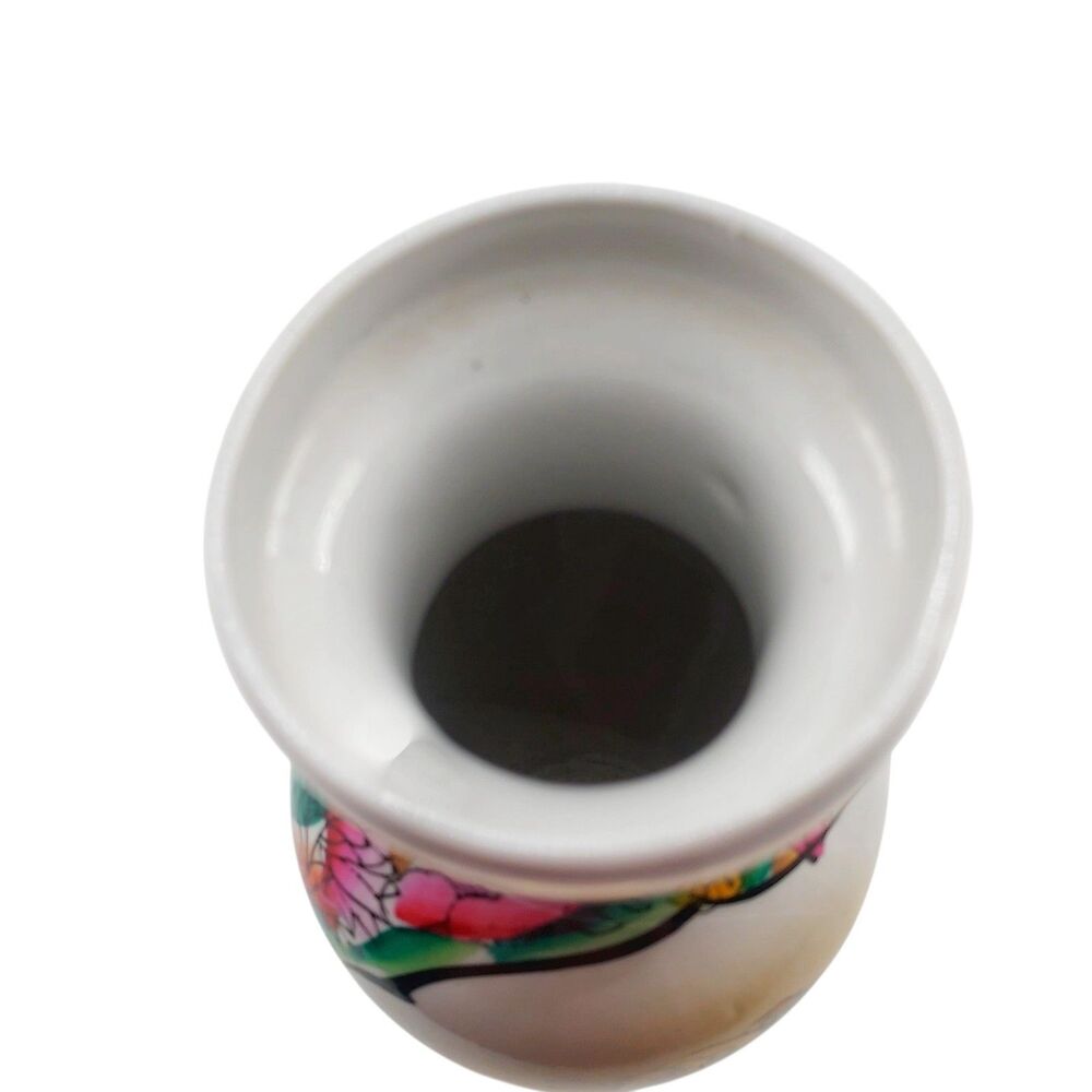 VTG 70-90's Chinese Hand Painted Enamel Geisha Peony 8.25" Vase Zhongguo Zhizao - Picture 11 of 12